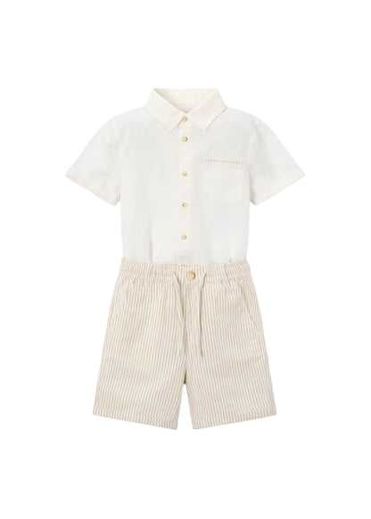 Conjunto Bermuda Beige Rayas