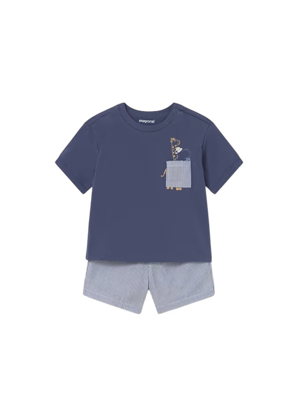 Conjunto Short Azul Rayas