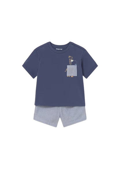 Conjunto Short Azul Rayas