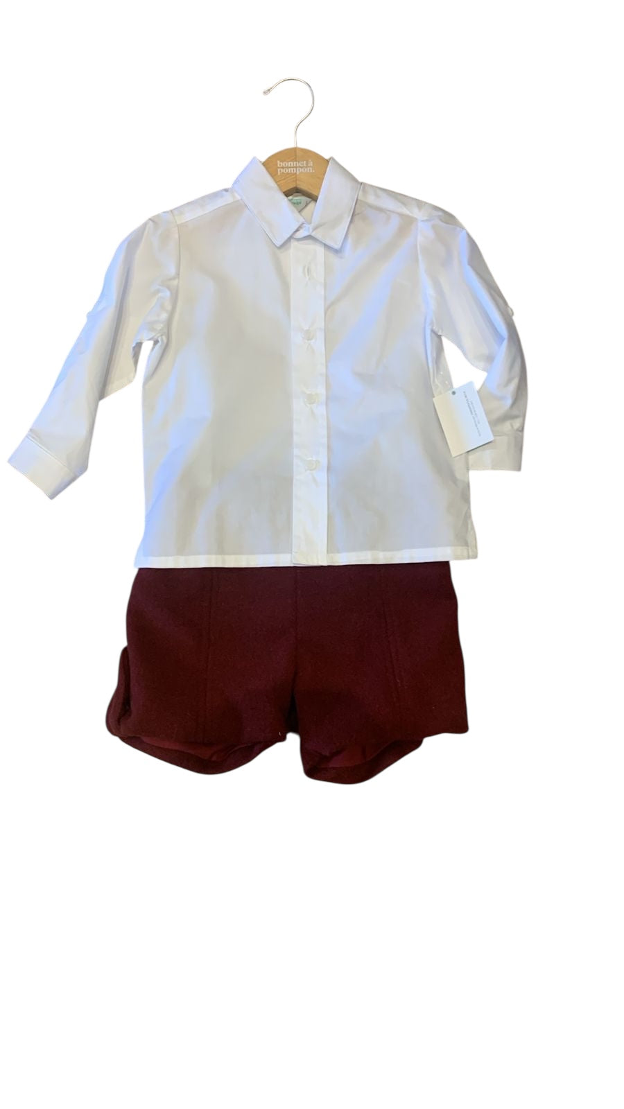 Conjunto camisa manga larga y short vino