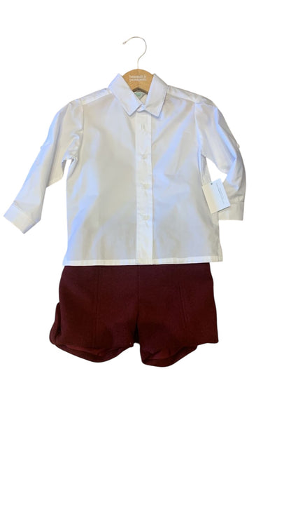 Conjunto camisa manga larga y short vino
