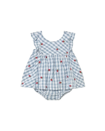 Vestido Vichy Azul con Fresas