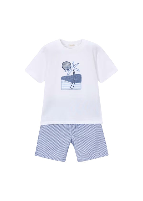 Conjunto Bermuda Rayas Azules Playa