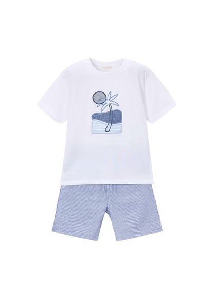 Conjunto Bermuda Rayas Azules Playa