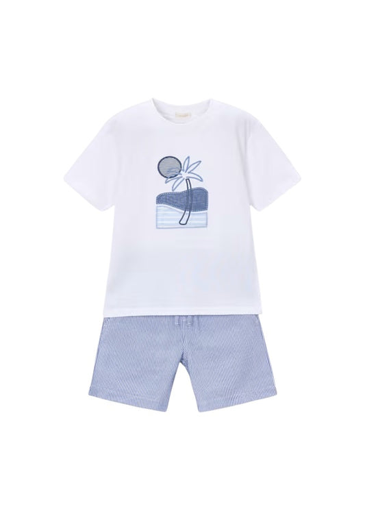 Conjunto Bermuda Rayas Azules Playa