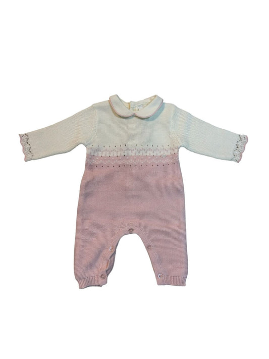 Conjunto Tejido Rosa con Blanco
