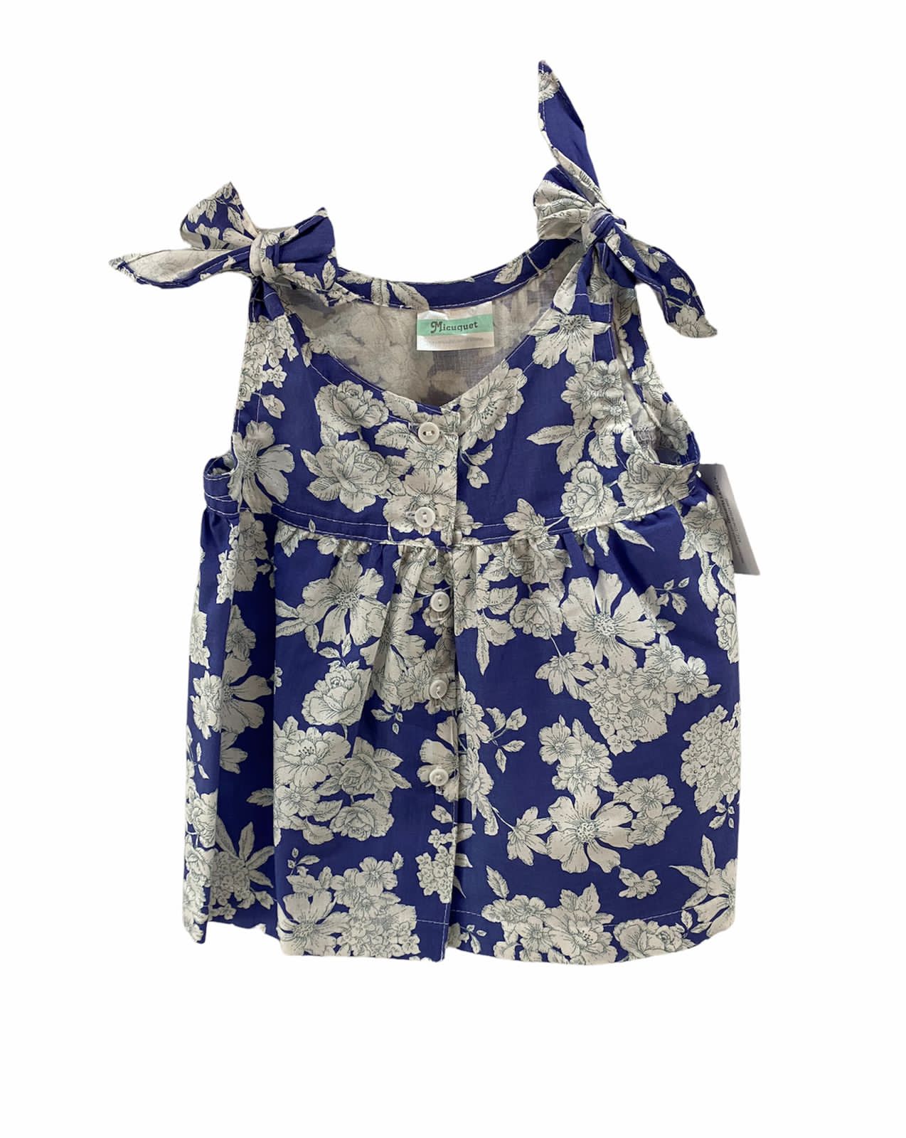 Vestido azul sin mangas flores
