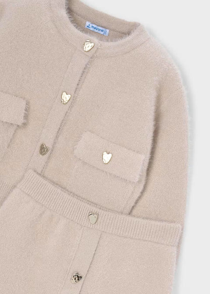 Conjunto falda y suéter botones de corazón